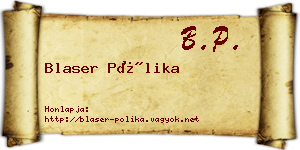 Blaser Pólika névjegykártya